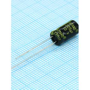 Конденсатор 220мкФ 10В 6.3*11мм 105C (упаковка 2шт) Hitano EXR221M10B 340мА 2000час