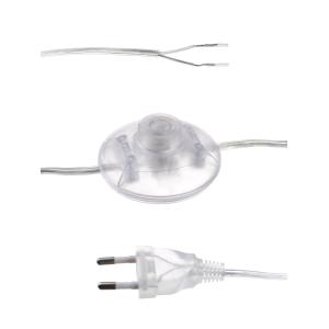 Шнур сетевой 1.7м с выключателем, кнопка, прозрачный Navigator, для бра